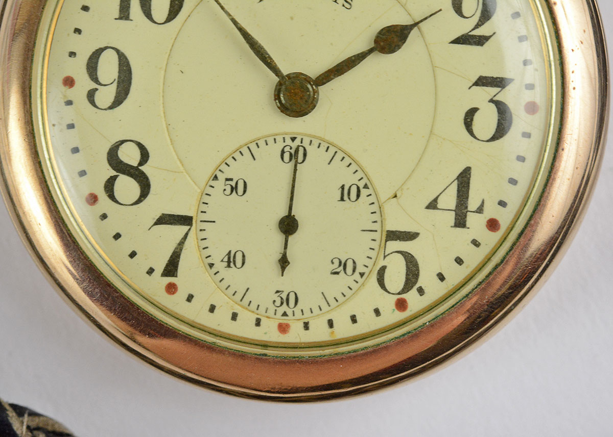 Illinois Pocket Watch with Black Leather Strap