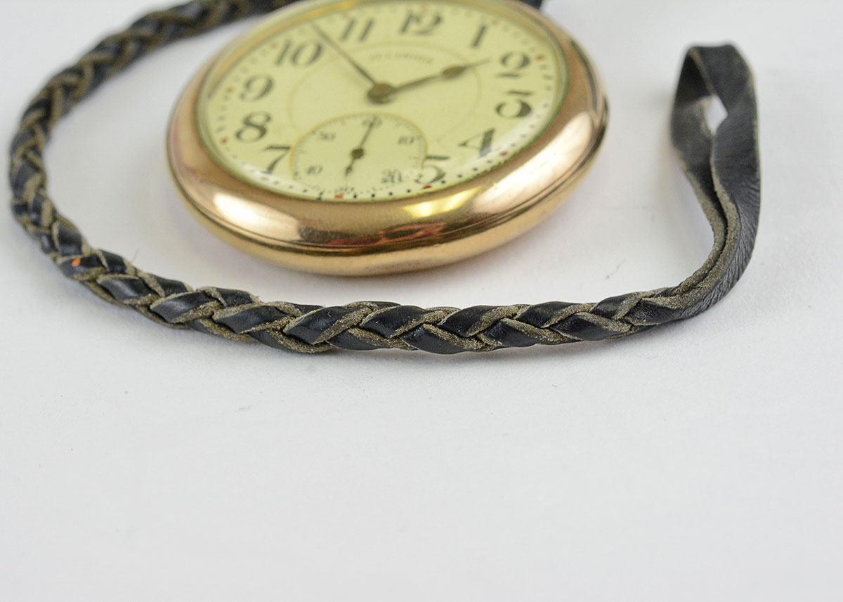 Illinois Pocket Watch with Black Leather Strap