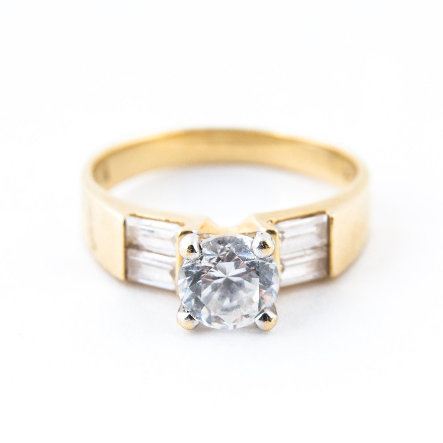 14K Yellow Gold and Cubic Zirconia Ring