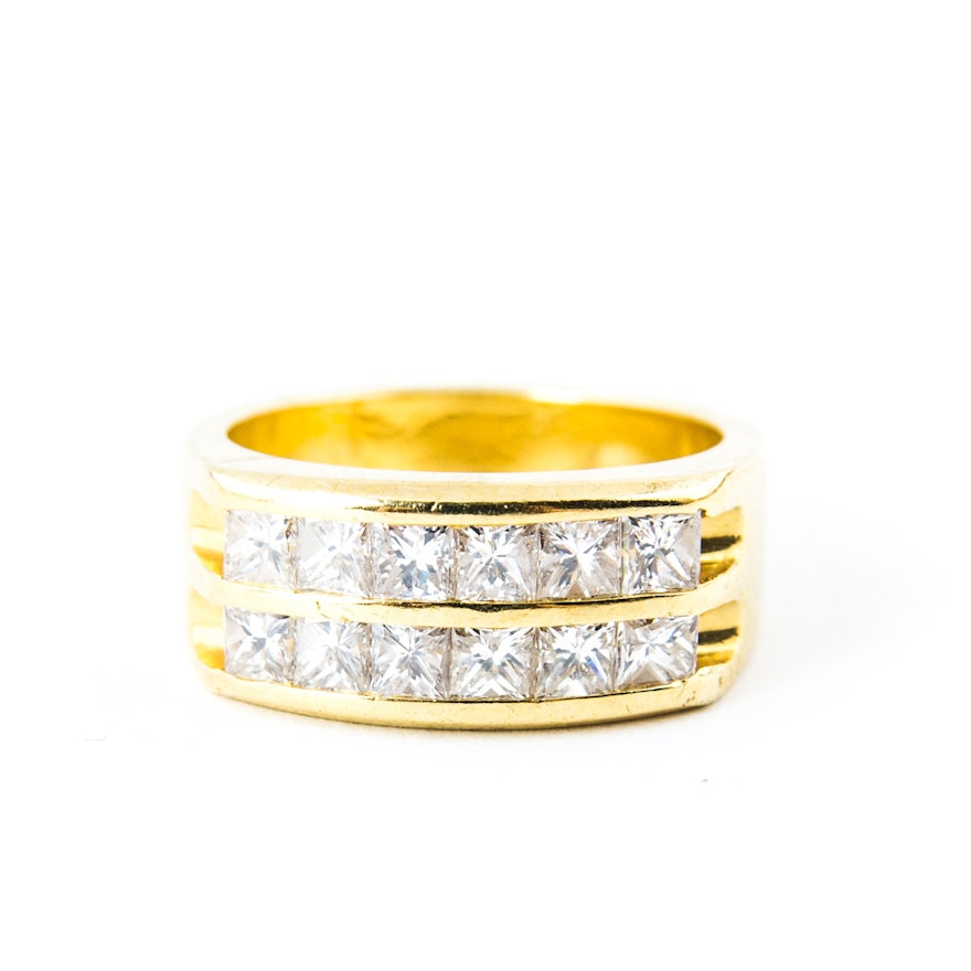 18K Yellow Gold and Diamond Ring