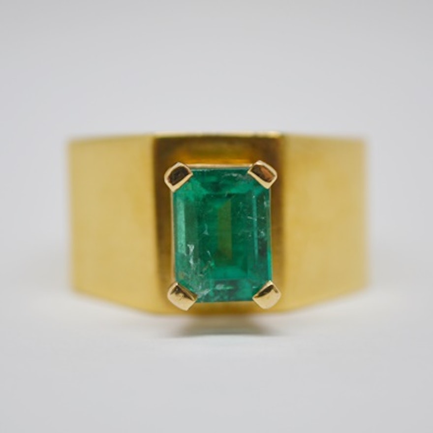 Raul Haas 18K Yellow Gold Step-Cut Emerald Ring
