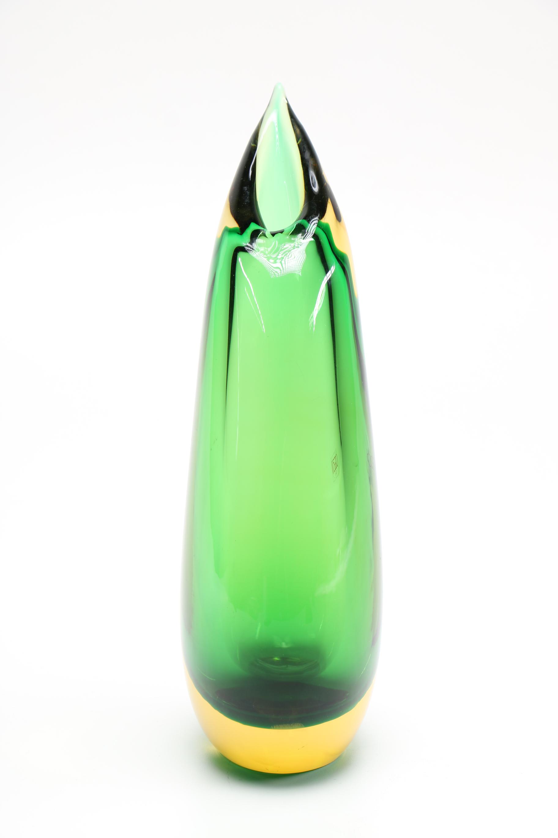Signed Luigi Onesto Oggetti Murano Art Glass Teardrop Vase