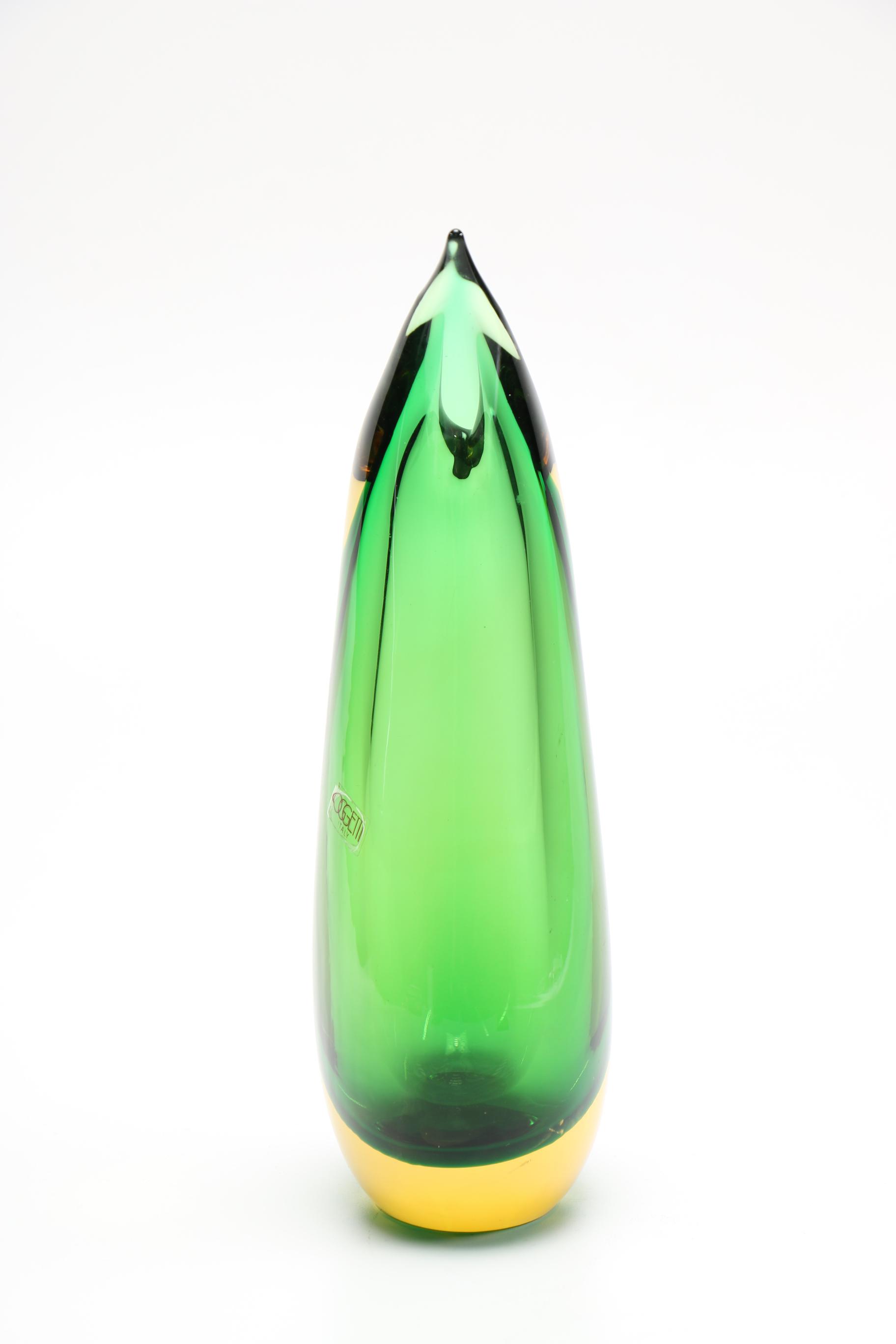 Signed Luigi Onesto Oggetti Murano Art Glass Teardrop Vase