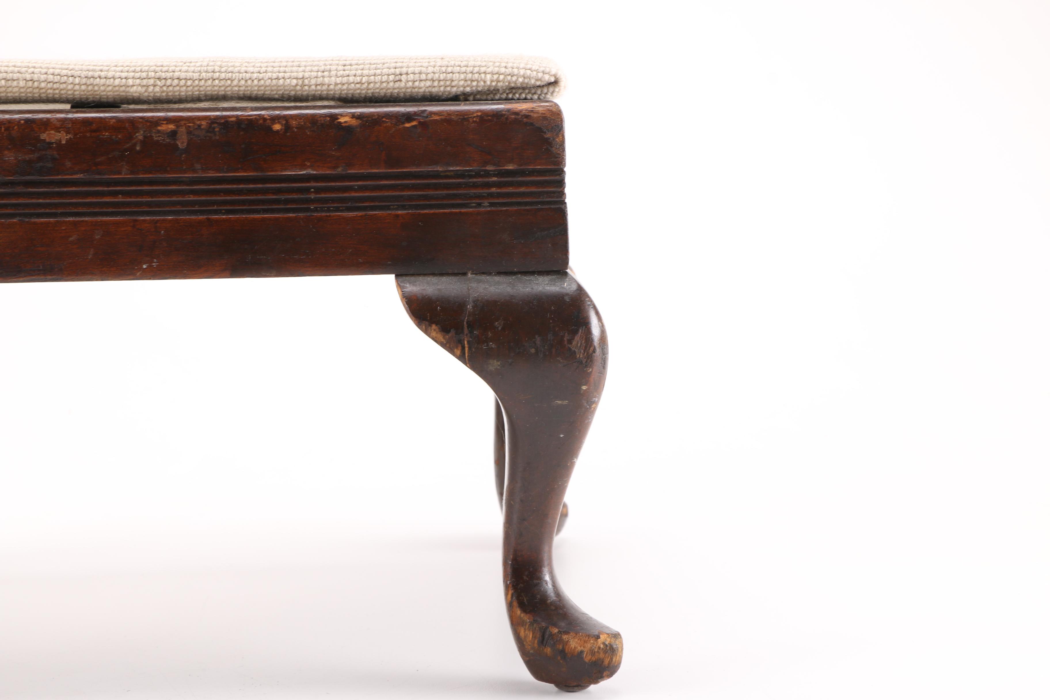 Queen Anne Style Needlepoint Upholstery Stool