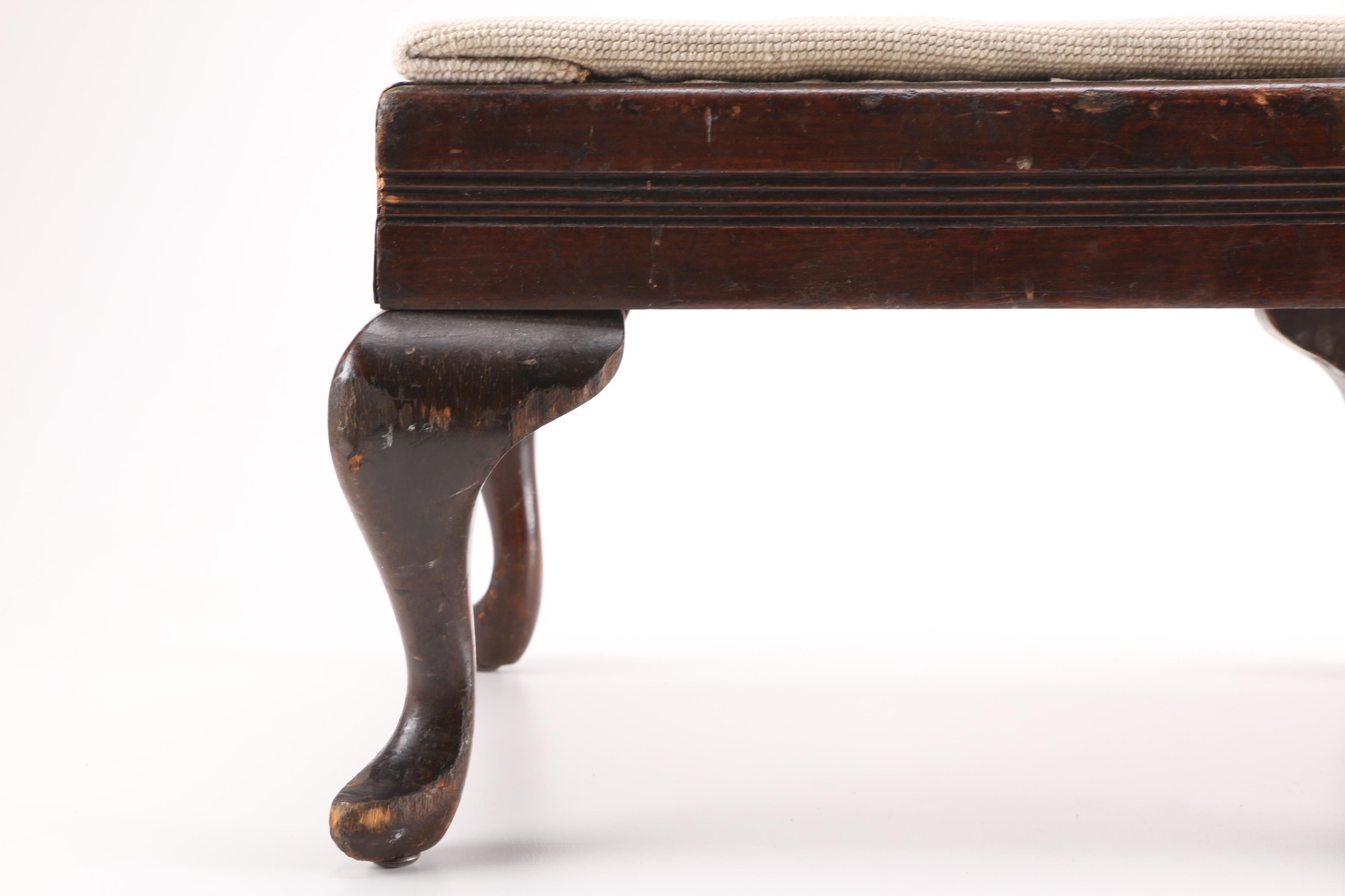 Queen Anne Style Needlepoint Upholstery Stool