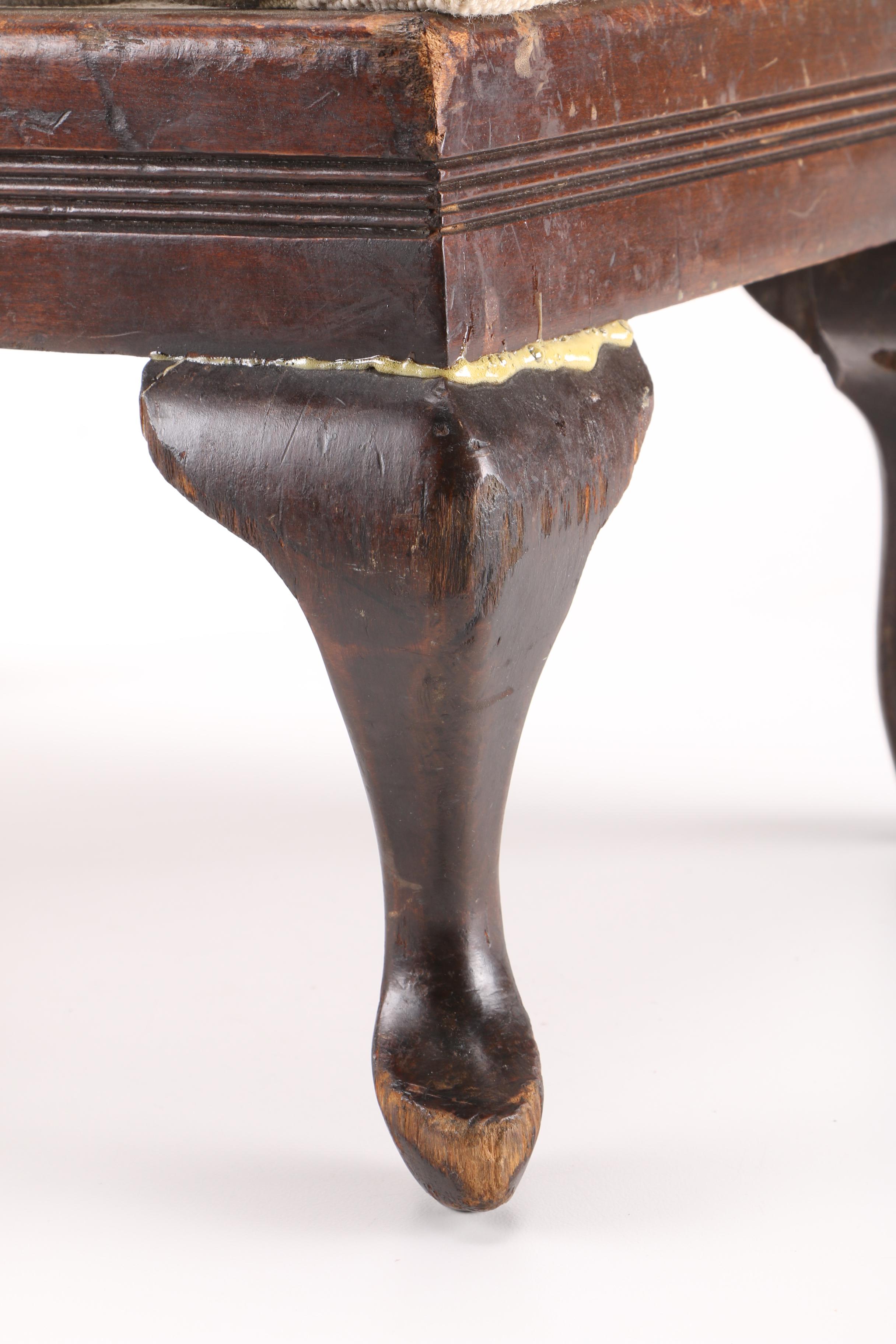 Queen Anne Style Needlepoint Upholstery Stool