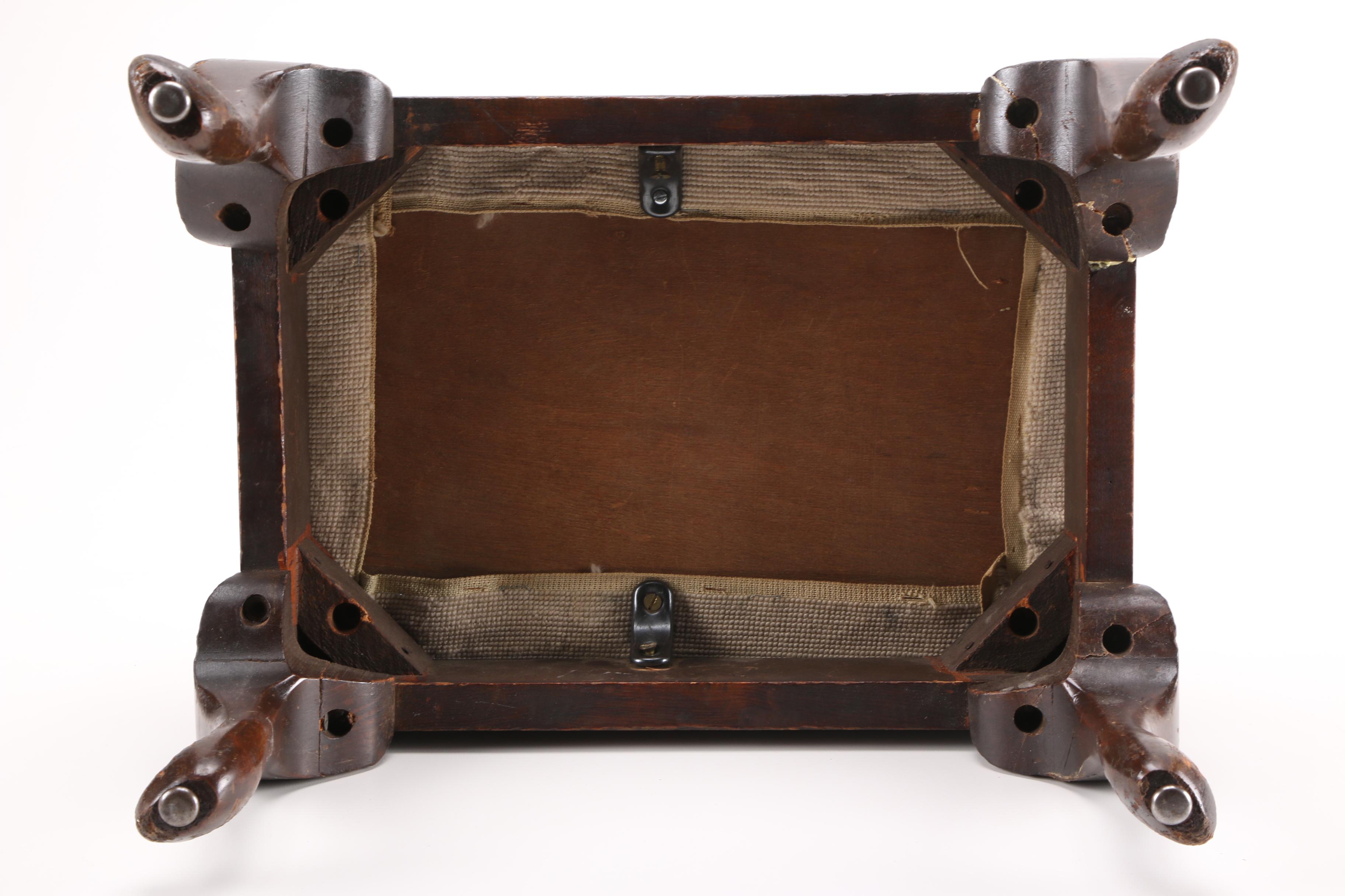 Queen Anne Style Needlepoint Upholstery Stool