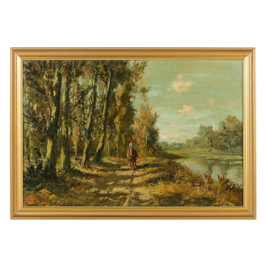 Jan Cornelis Hofman Oil Painting on Canvas Board Figurative Landscape