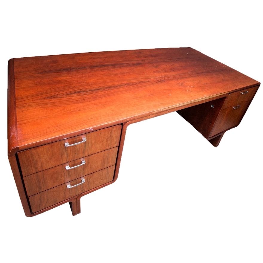 Mid Century Modern Style Rosewood Veneer Executive Desk