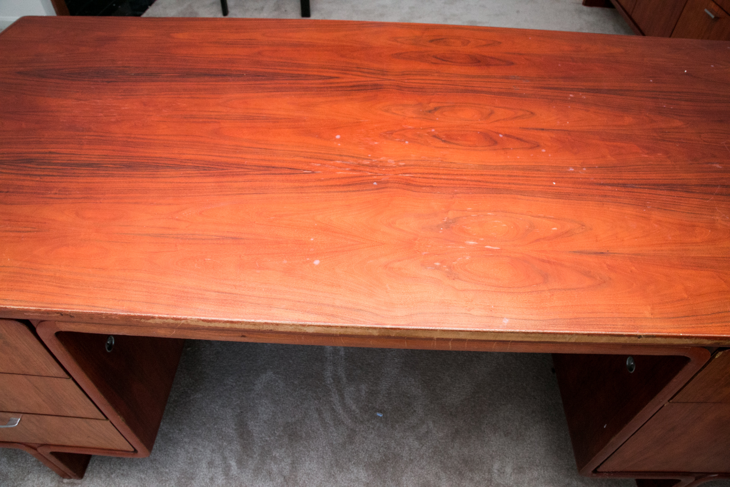 Mid Century Modern Style Rosewood Veneer Executive Desk