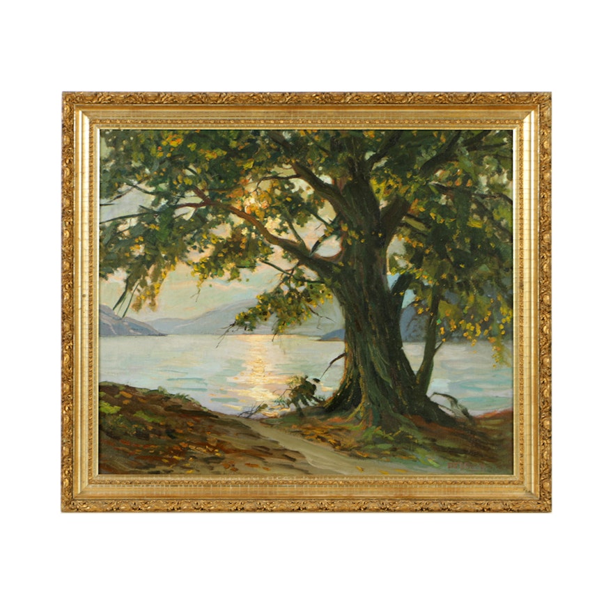 M.B. Beck Oil Painting on Canvas of Impressionist Landscape