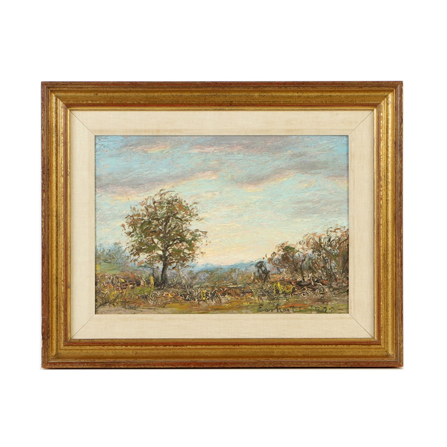 John Earhart Oil Painting on Canvas Board of Landscape