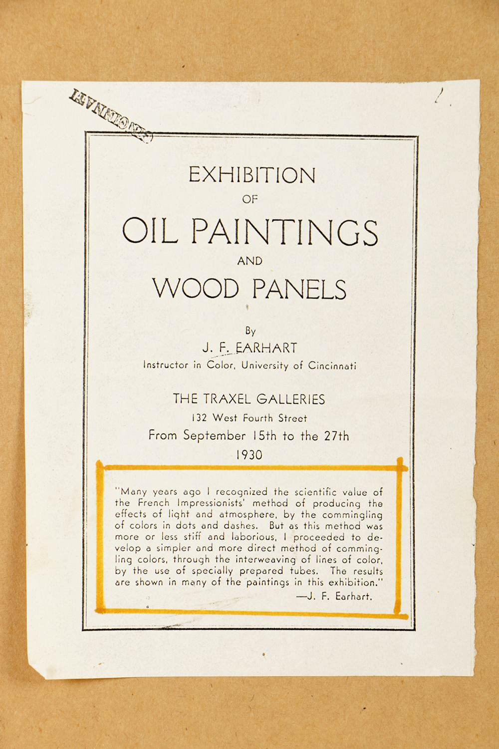 John Earhart Oil Painting on Canvas Board of Landscape