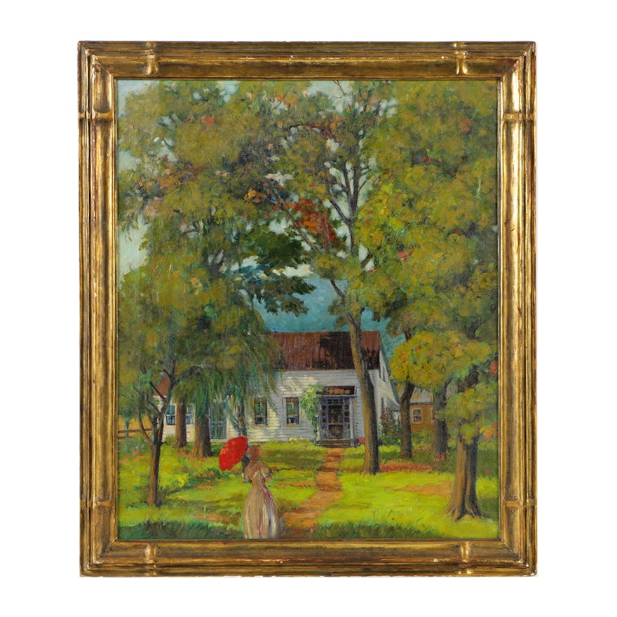 Framed Oil Painting on Canvas of Impressionist Landscape