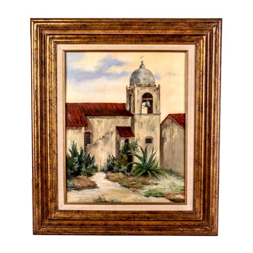Eunice Harris Original Oil Painting of Mission Carmel California