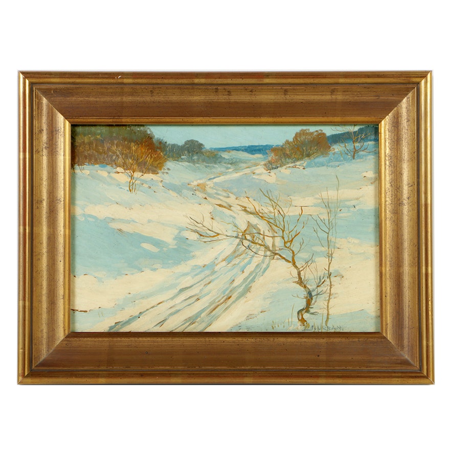 "Blue Winter" Original Oil Painting by Joseph Urban (1872-1933)