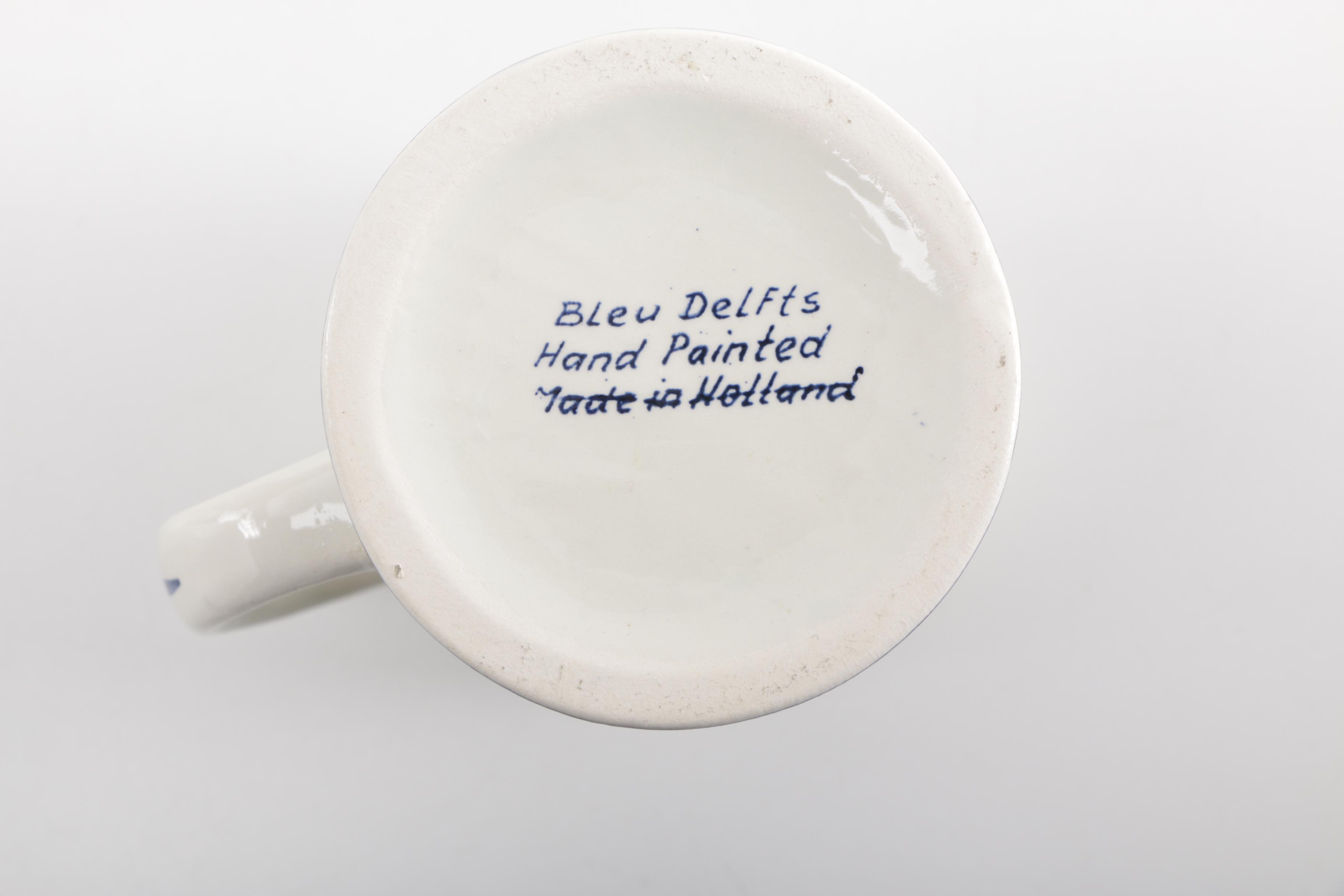 Pair of Hand-Painted Delft Blue Mugs