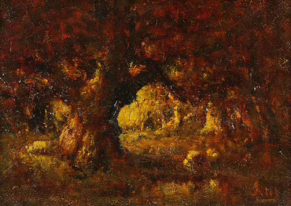 Henry Hammond Ahl Oil Painting on Board "The Old Oak"