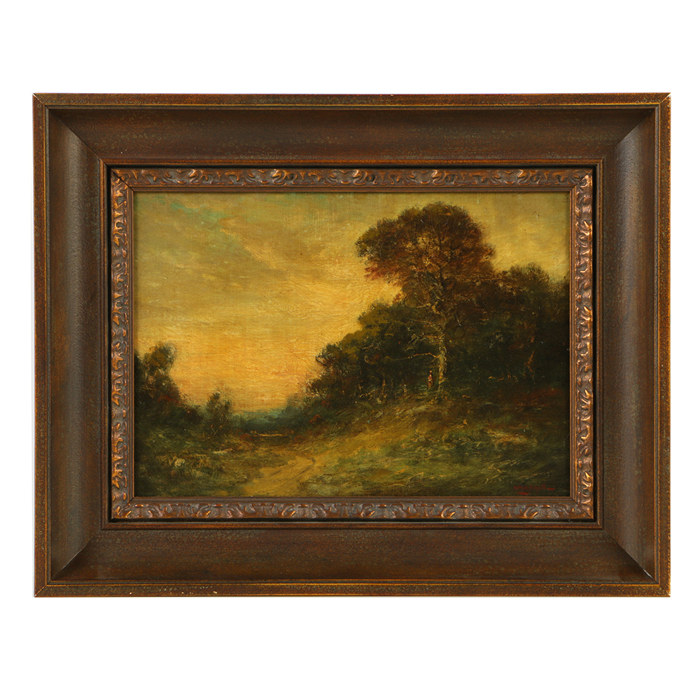 Hudson M. Kitchell Oil Painting on Board of Figurative Landscape