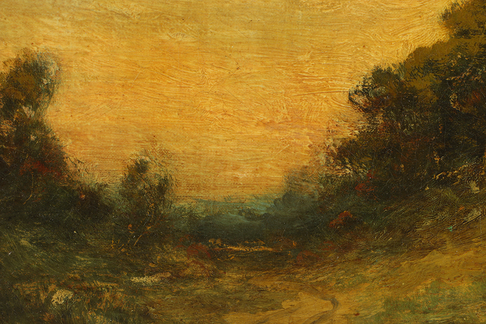 Hudson M. Kitchell Oil Painting on Board of Figurative Landscape