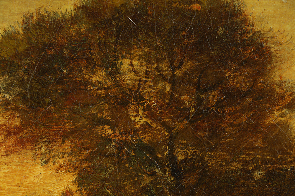 Hudson M. Kitchell Oil Painting on Board of Figurative Landscape