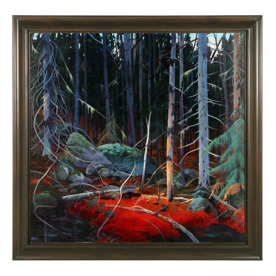 Exceptional Original Painting "Pine Bed" by Michael Scott