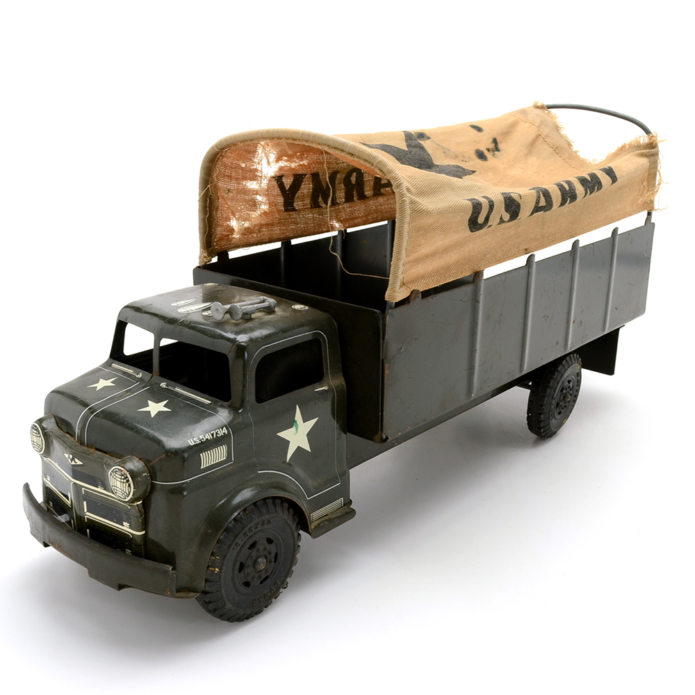 1950s-1960s Marx Toys US Army Truck With Cloth Canopy