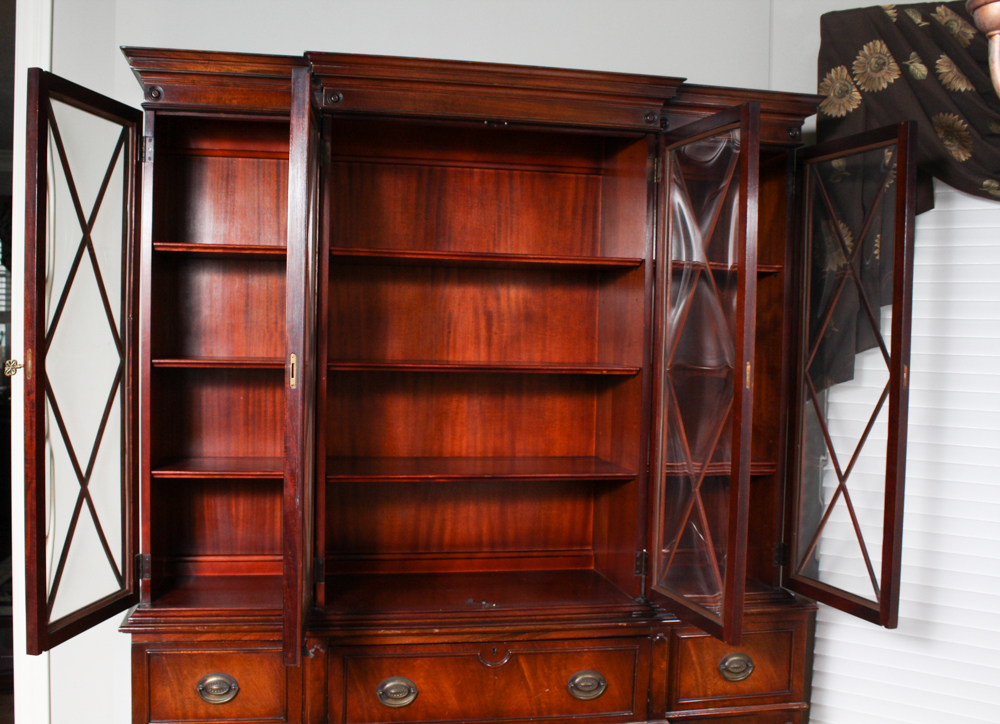 1920s Saginaw Mahogany Breakfront China Cabinet