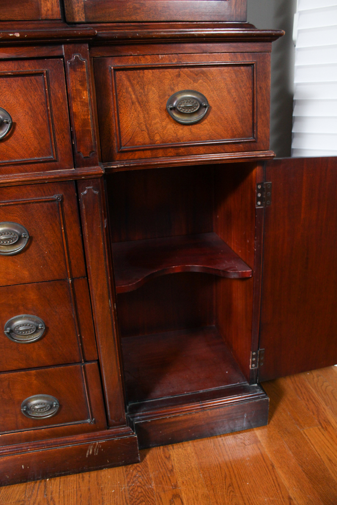 1920s Saginaw Mahogany Breakfront China Cabinet