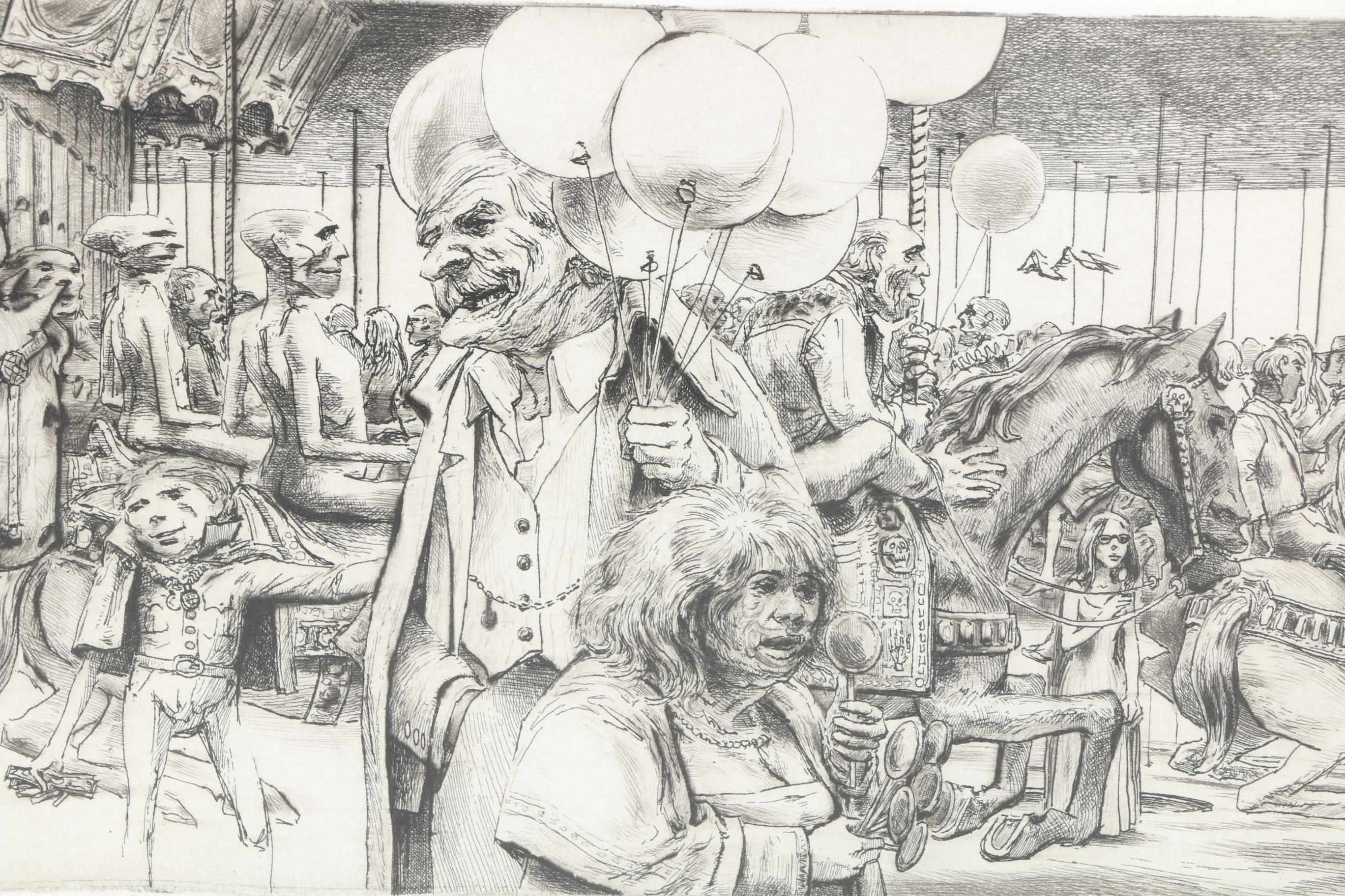 Harbrough Limited Edition Etching "Clown Funeral"