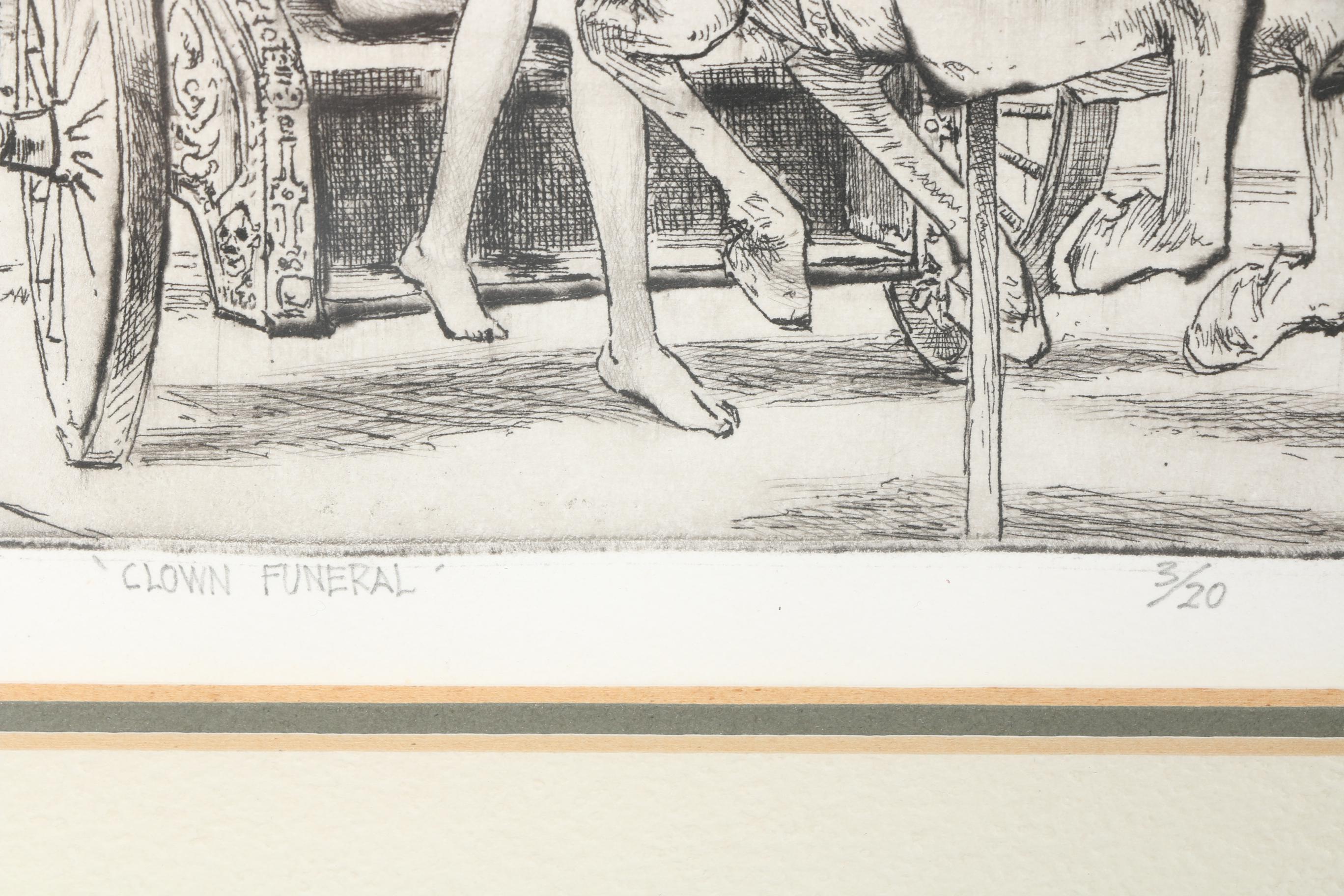Harbrough Limited Edition Etching "Clown Funeral"