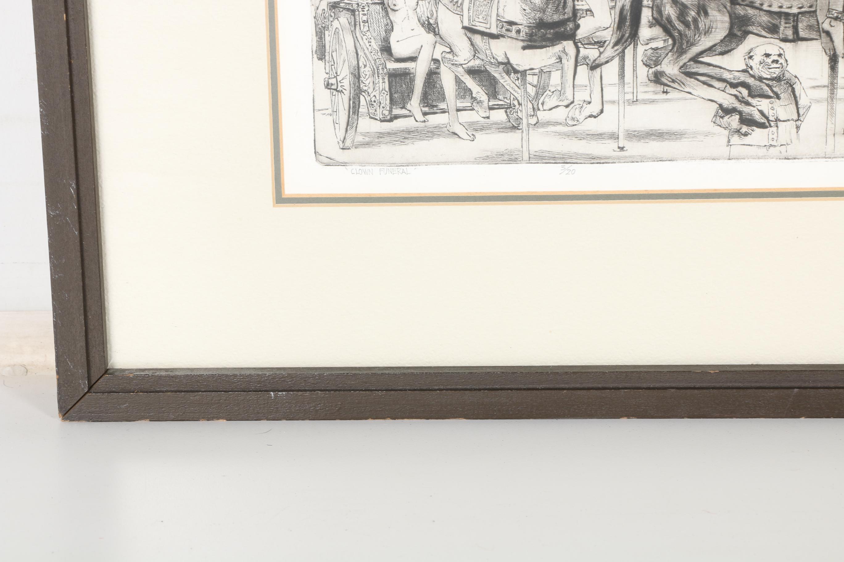 Harbrough Limited Edition Etching "Clown Funeral"