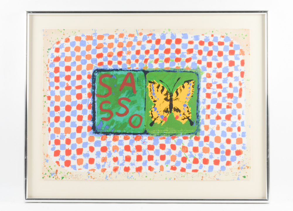 Joe Tilson Artist Proof Screenprint with Woodblock  "Conjunction, Swallowtail, Sesso "