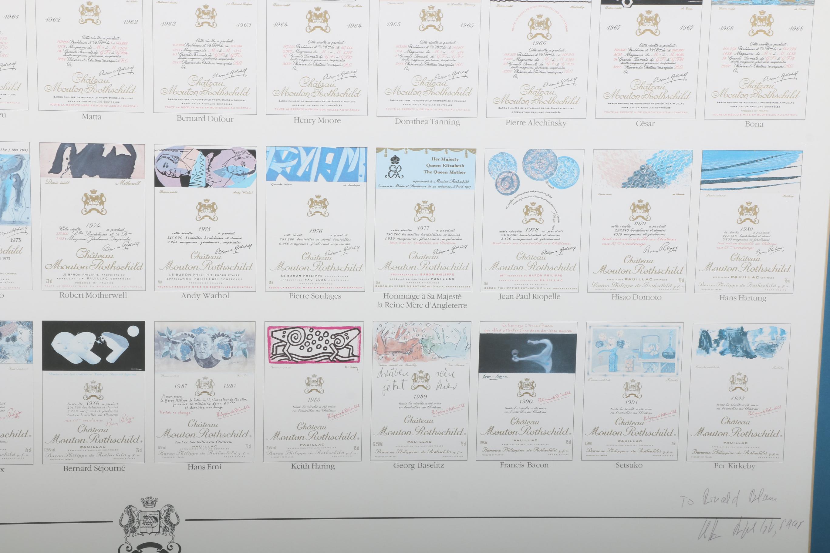 Château Mouton Rothschild Labels Offset Lithograph