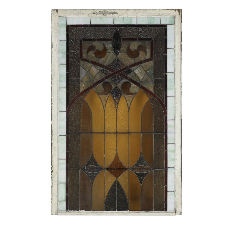 Large Antique Architectural Stained Glass Window