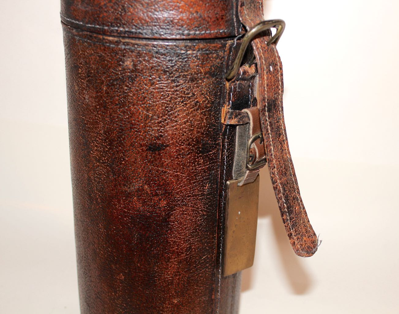 Vintage COACH Leather Bottle Case with Wicker Basket