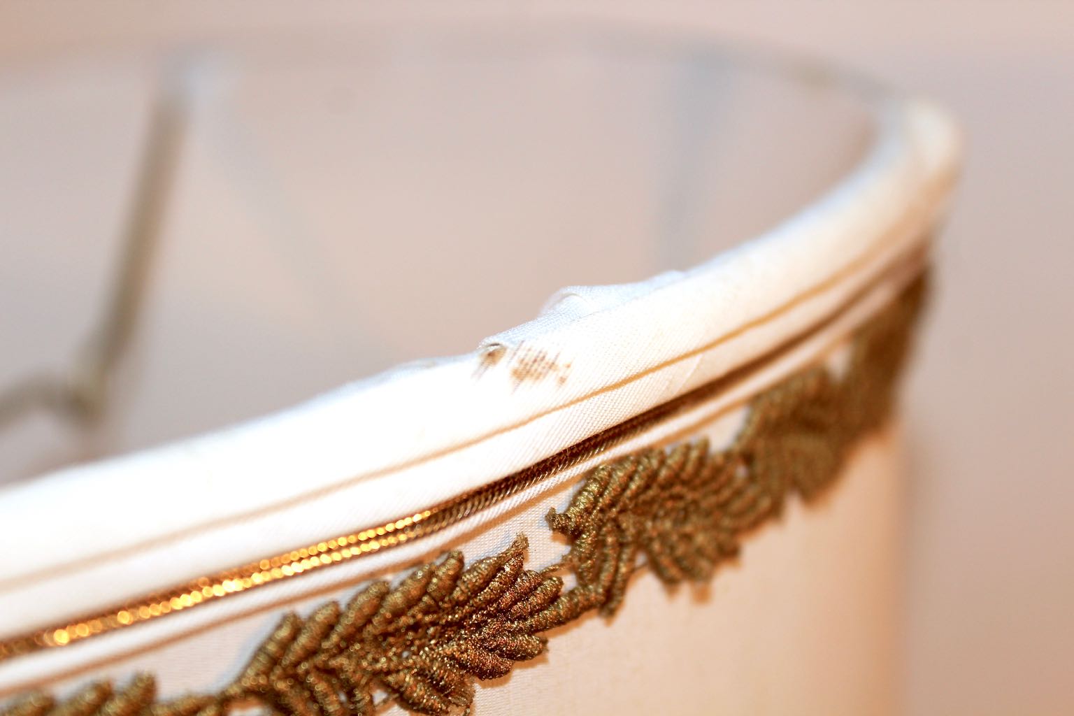 Mid-Century Hand Painted White Ceramic Table Lamp