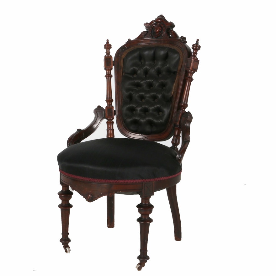 Victorian Horse Hair Parlor Chair in the Style of John Jelliff