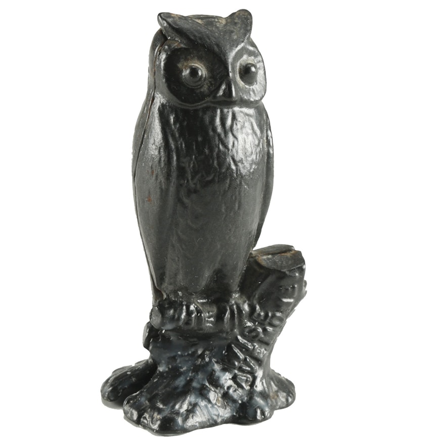 Cast Metal Owl Still Bank