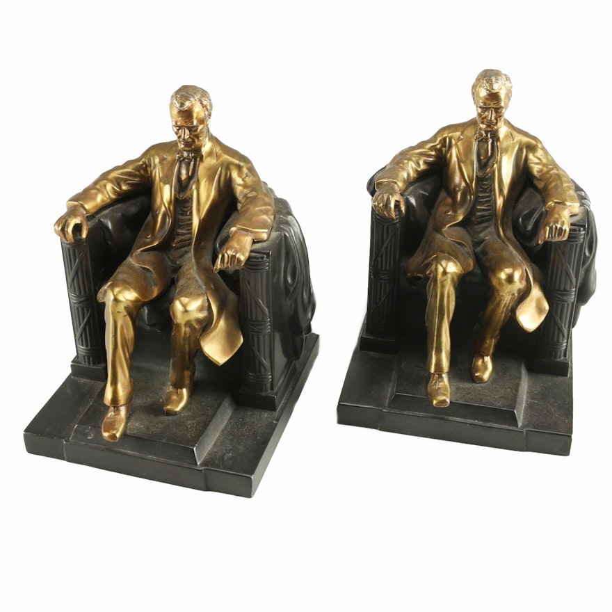 PM Craftsman Abe Lincoln Memorial Cast Metal Bookends