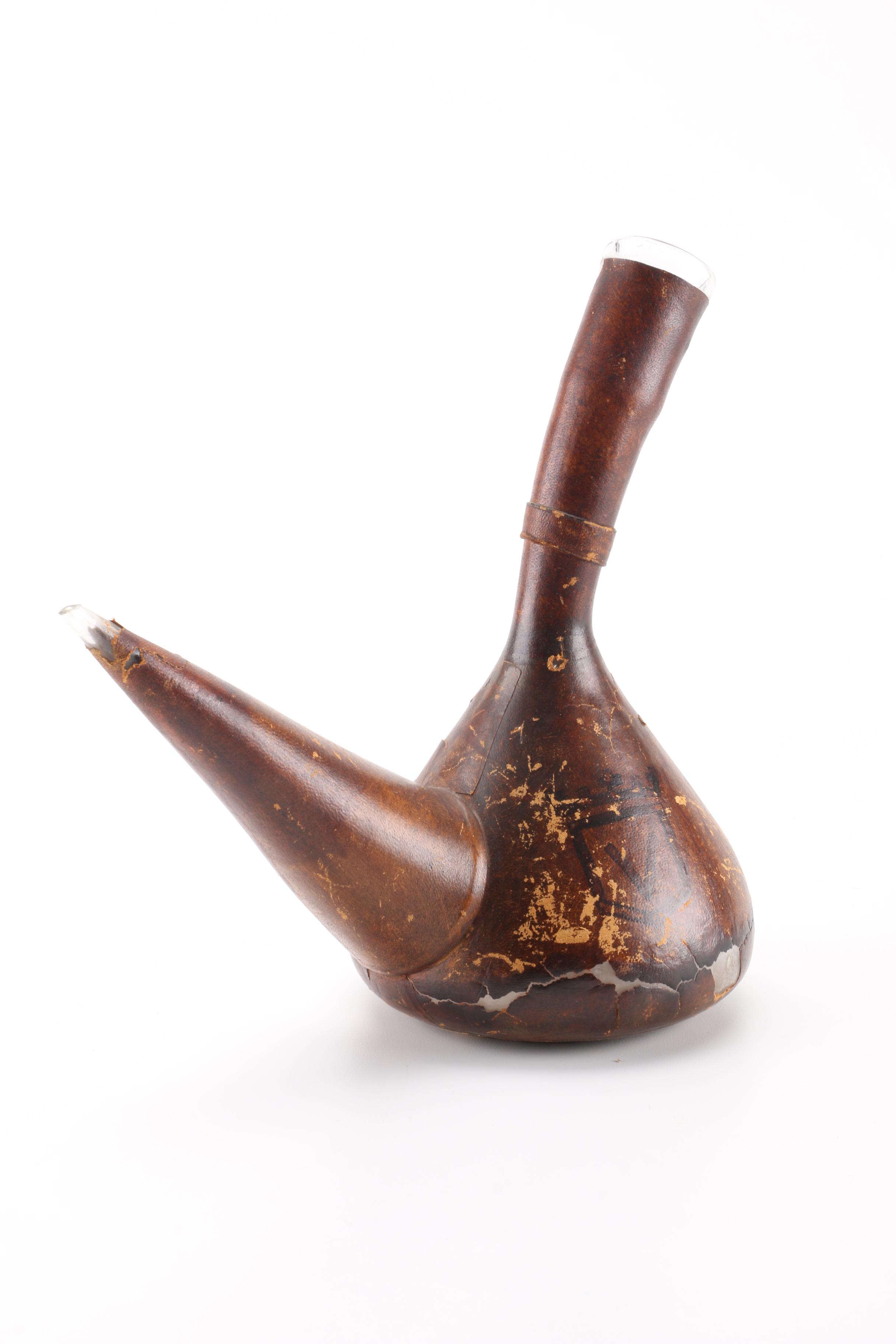 Vintage Leather-Wrapped Glass Carafe