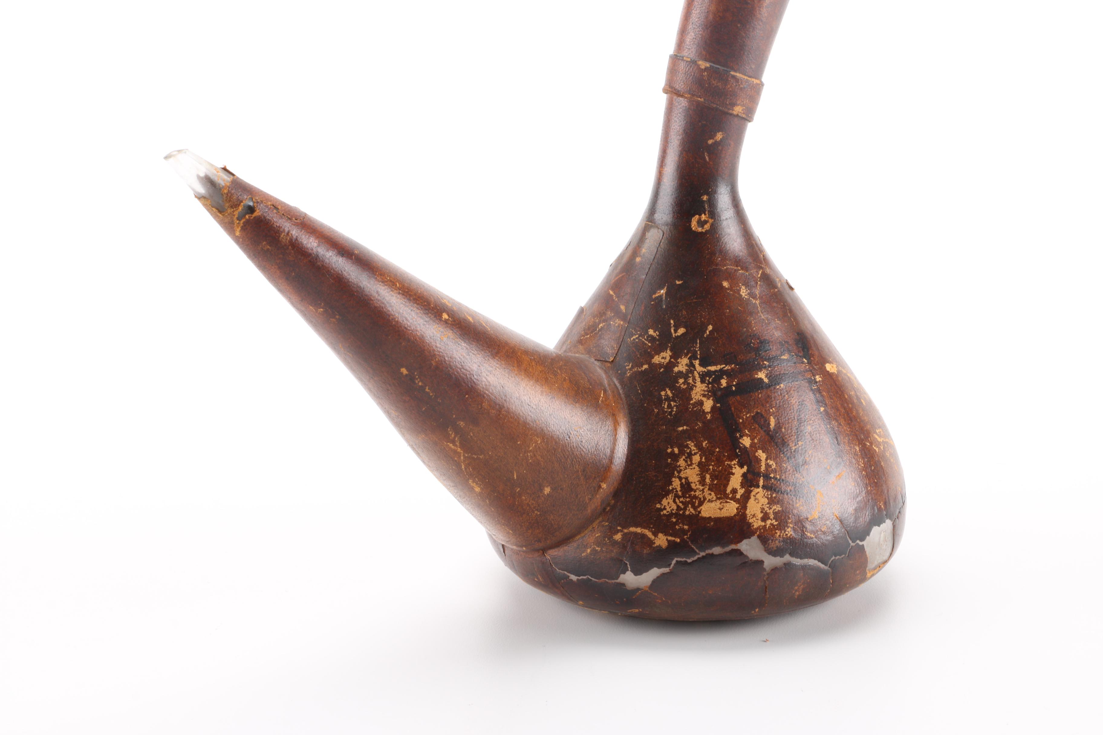 Vintage Leather-Wrapped Glass Carafe