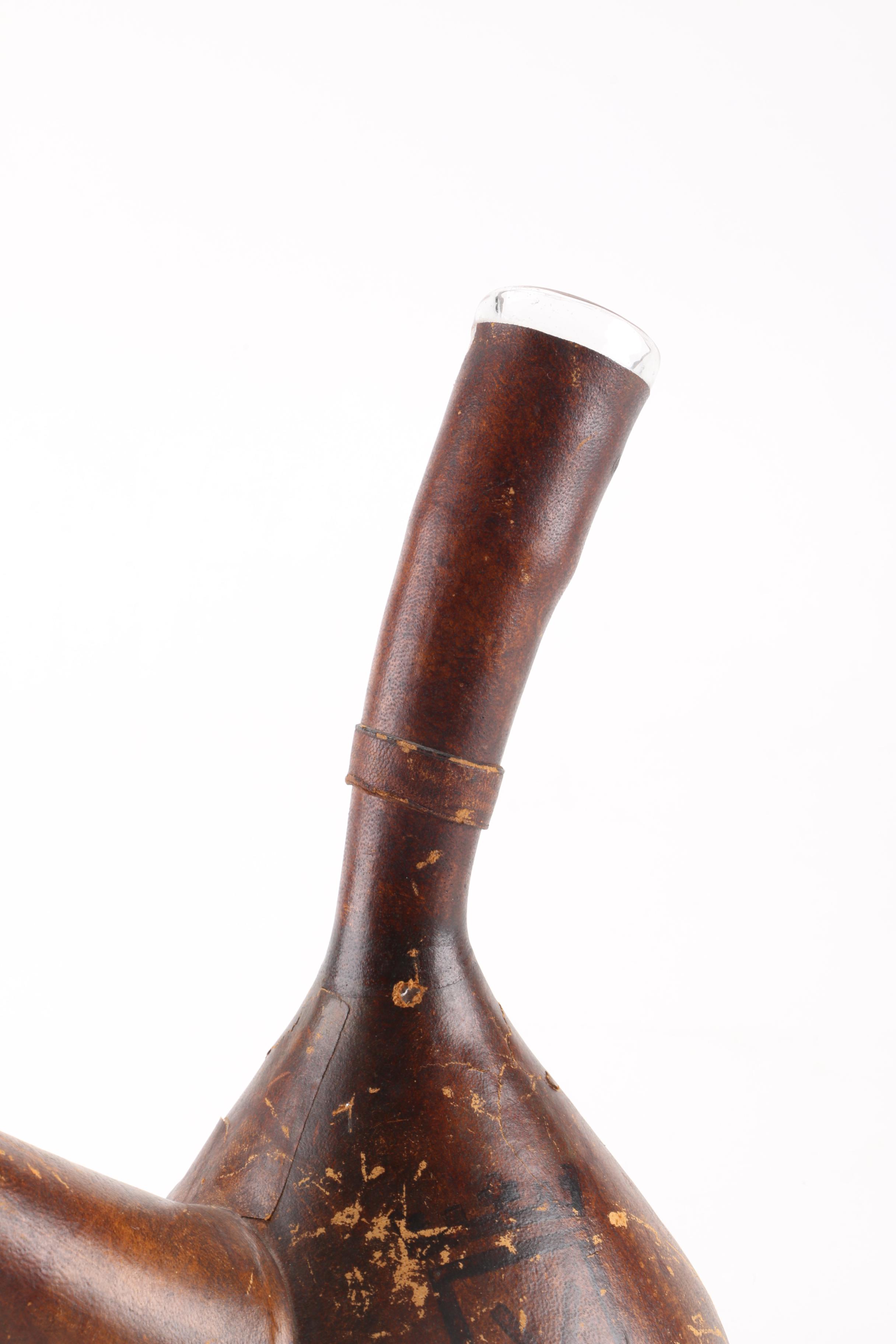 Vintage Leather-Wrapped Glass Carafe