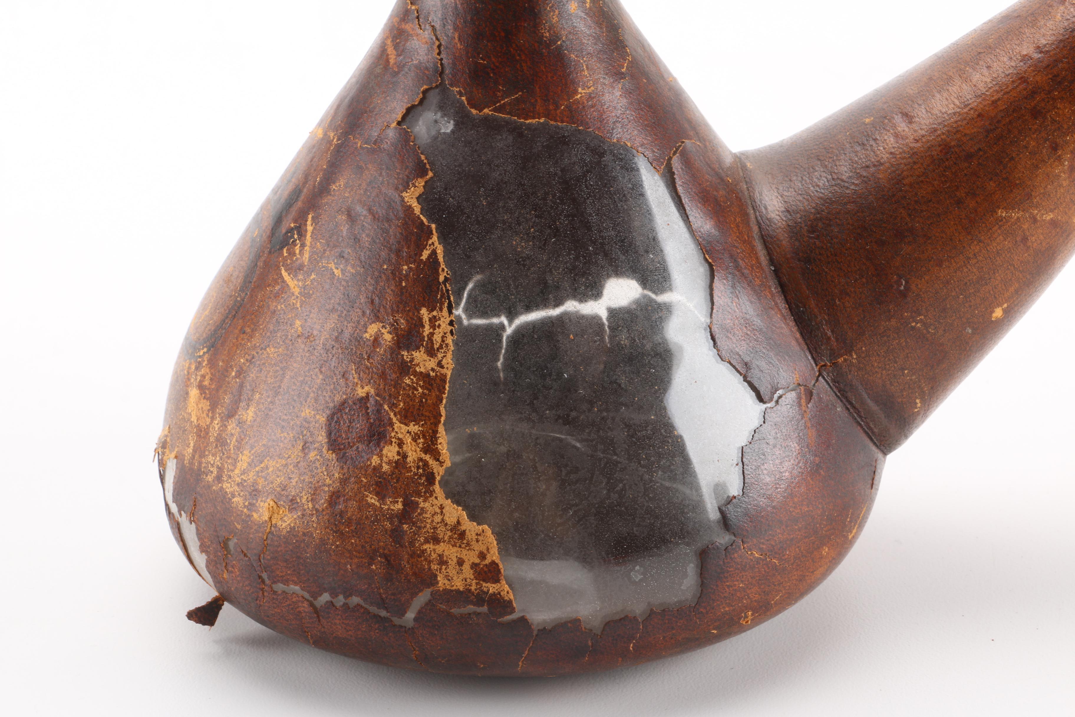 Vintage Leather-Wrapped Glass Carafe