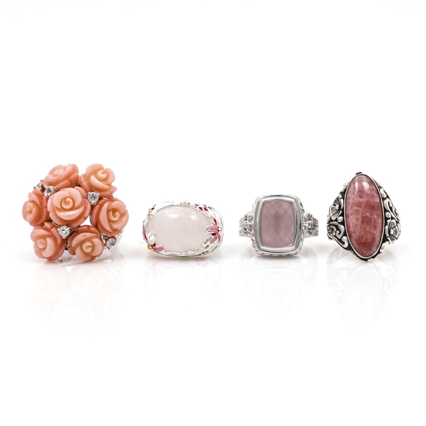 Collection of Sterling Silver Rings With Gemstones