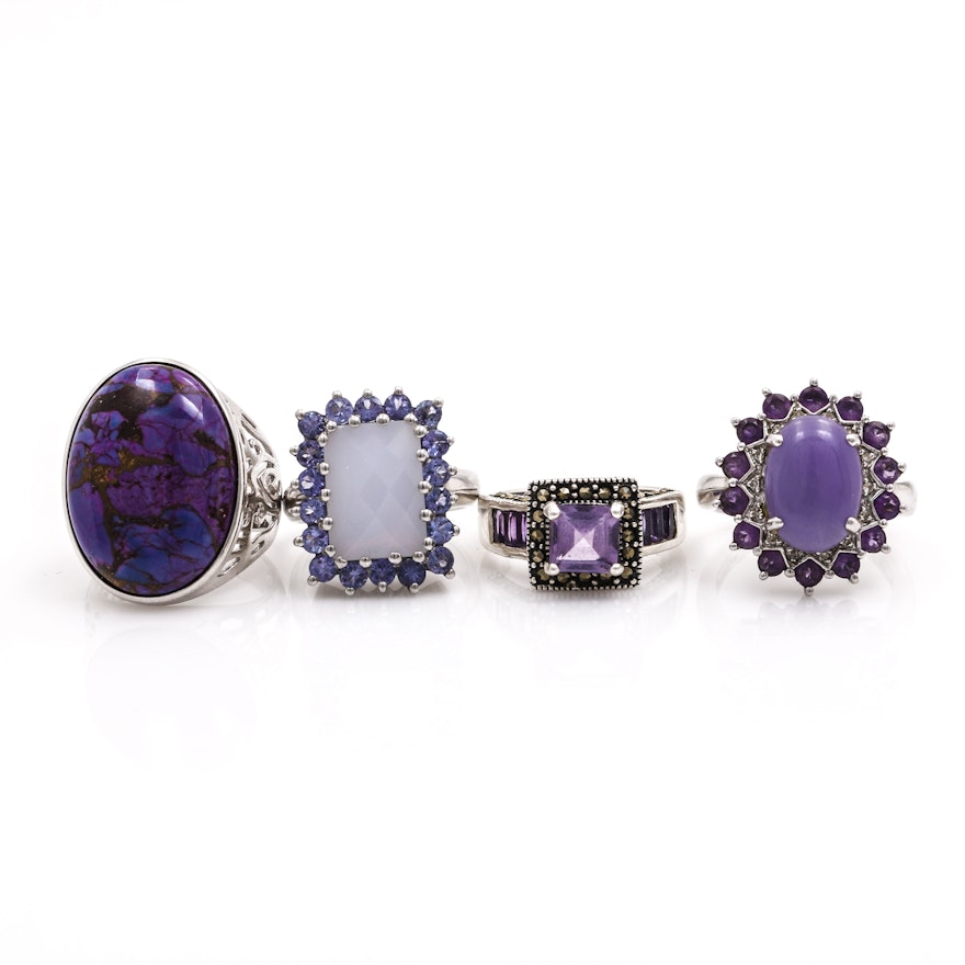 Collection of Sterling Silver Gemstone Rings
