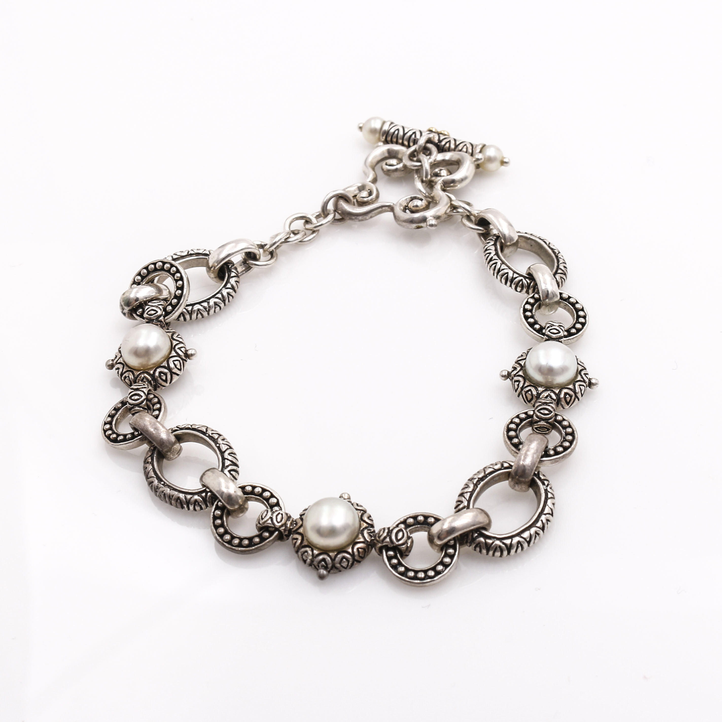 Sterling Silver Pearl Necklace and Bracelet