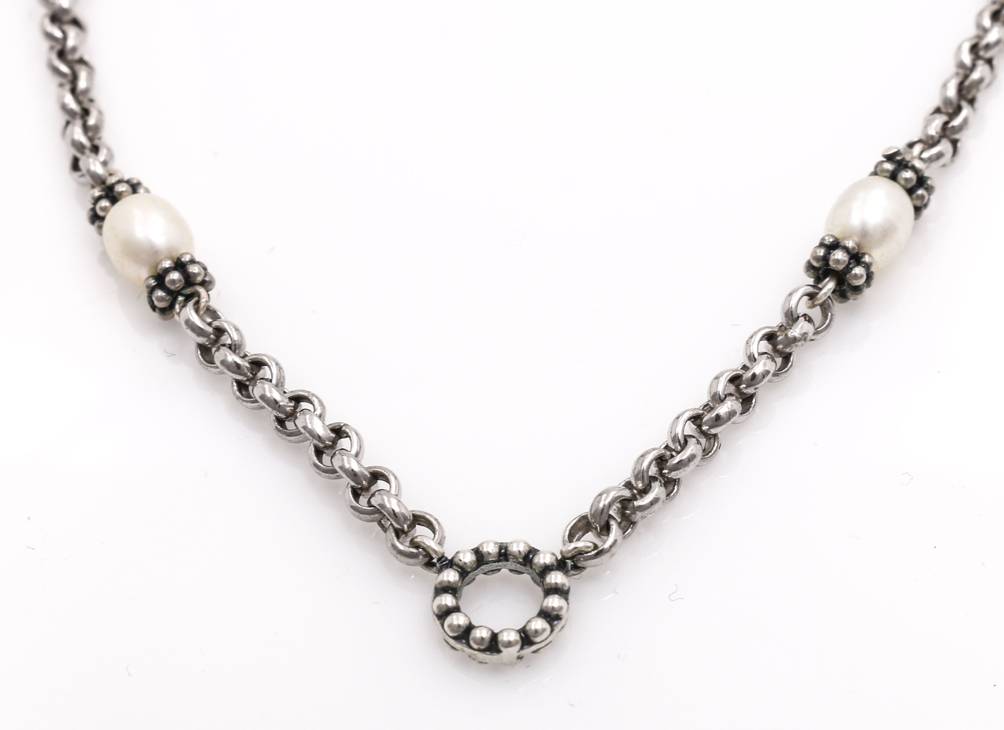 Sterling Silver Pearl Necklace and Bracelet