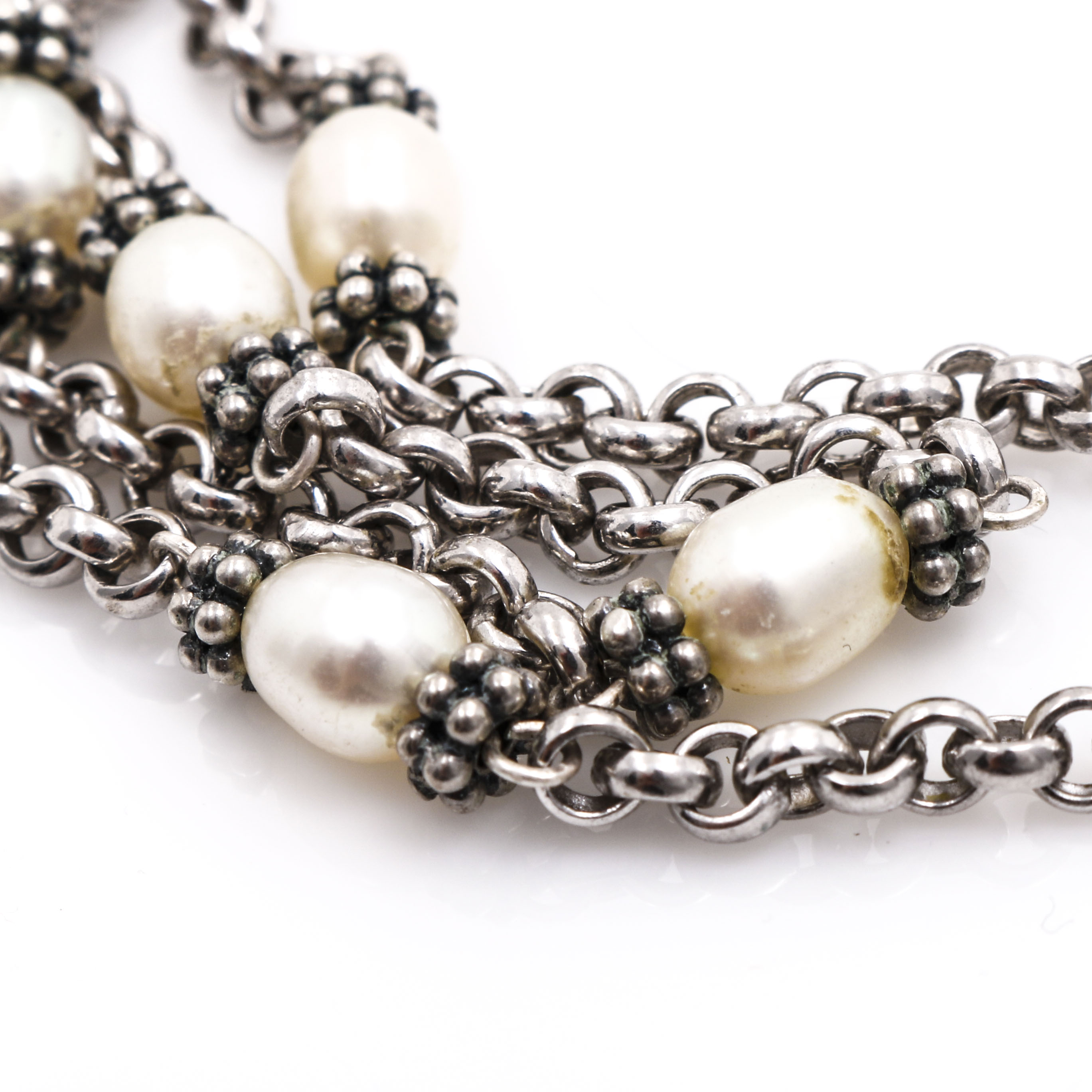 Sterling Silver Pearl Necklace and Bracelet