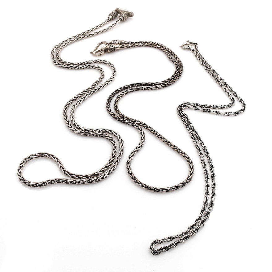 Collection of Sterling Silver Chain Necklaces